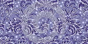 Seamless pattern decorative blue branches of flowers