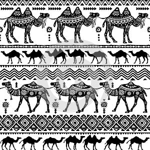 Seamless pattern with decorative Camels