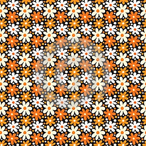 Seamless pattern with decorative daisy flowers