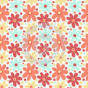 Seamless pattern with decorative daisy flowers