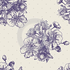 Seamless pattern with decorative magnolias
