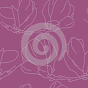 Seamless pattern with decorative magnolias flowers. Vector flora photo