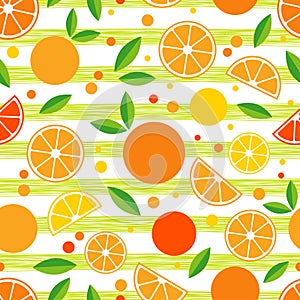 Seamless pattern with decorative oranges. Tropical fruits.