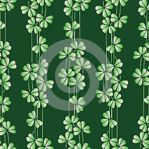 Seamless pattern of decorative shamrock leaves