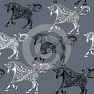 Seamless pattern with decorative unicorn 8