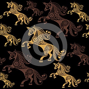 Seamless pattern with decorative unicorn 5