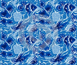 Seamless pattern with deep blue sea waves, vector illustration