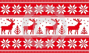 Seamless pattern with deers and nordic stars