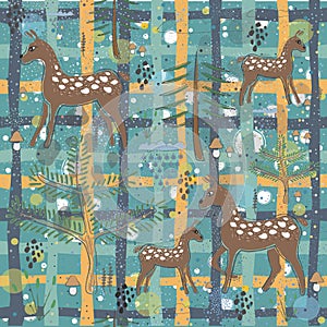 Seamless pattern with Deers