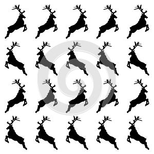 Seamless Pattern of deers. Vector Background. Deer Silhouettes.