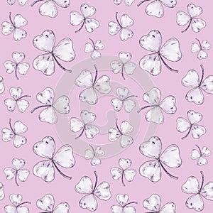 Seamless pattern with delicate clover leaf