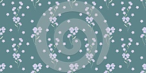 seamless pattern with delicate and cute forget-me-not flowers, colored
