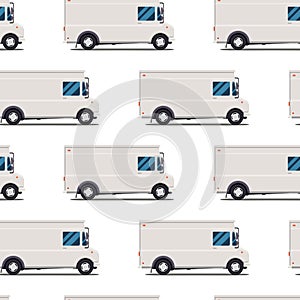 Seamless pattern of delivery trucks