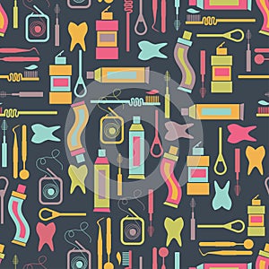 Seamless pattern on dental care theme