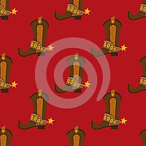 Seamless pattern for design surface with cowboy boots. Vintage elements. Wild West theme for design work