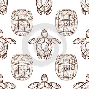 Seamless pattern for design surface Sea turtles