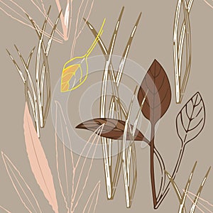 Seamless pattern with different plants.