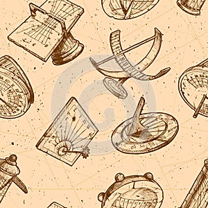 Seamless pattern with different sundial