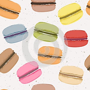 Seamless pattern with different taste macaroons