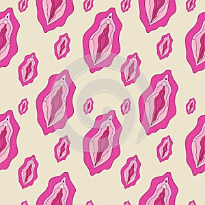 Seamless pattern with different type of female labia photo