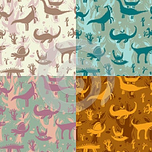 Seamless pattern dinosaurs