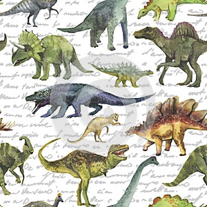 Seamless pattern with dinosaurs