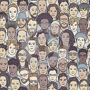 Seamless pattern of a diverse group of men