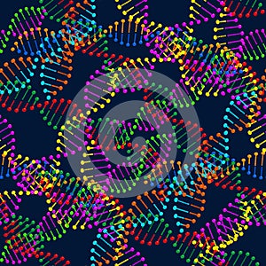 Seamless pattern of DNA molecules. Biochemistry, Health. photo