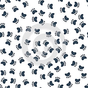 Seamless Pattern with dog or cat paw. Vector illustration of blue kitten puppy trace on white background