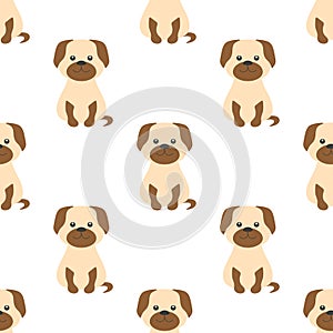 Seamless pattern with dog in flat style