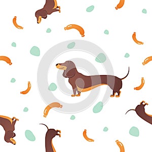 Seamless pattern with dog and graass.