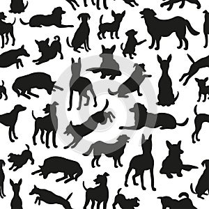 Seamless pattern with dog silhouettes.