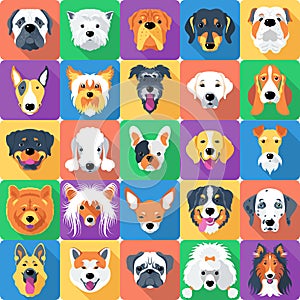 Seamless pattern with dogs flat design