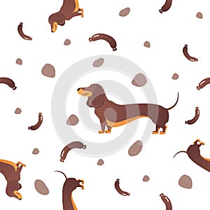 Seamless pattern with dogs and sausage