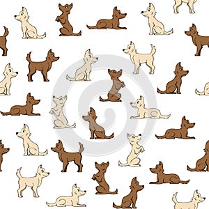 Seamless pattern with dogs on white background