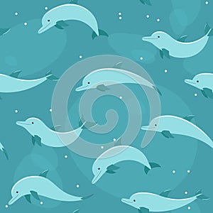 Seamless pattern with dolphins. vector