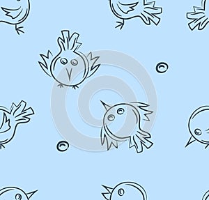 Seamless pattern.doodle bird set . Vector