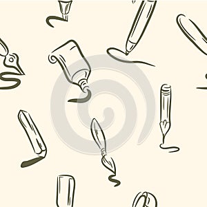 Seamless pattern  doodle drawing set . Vector