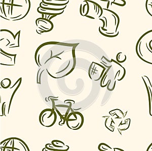 Seamless pattern. doodle eco set . Vector