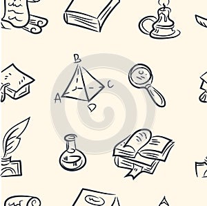 Seamless pattern. doodle education set . Vector