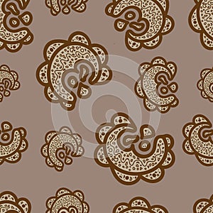 Seamless pattern.ÃÂ Doodle elements on beige background.