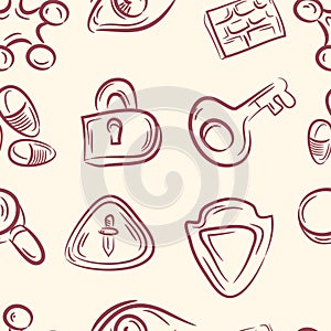 Seamless pattern. doodle internet set . Vector