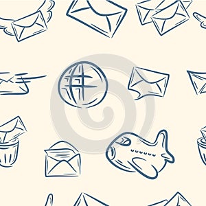seamless pattern . doodle mail set. Vector