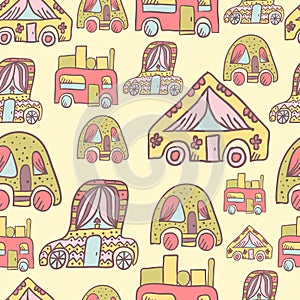 Seamless pattern with doodle recreational vechicles-4