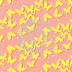Seamless pattern with doodle stylize different butterflies