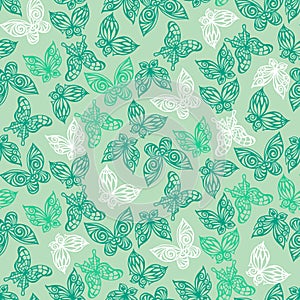 Seamless pattern with doodle stylize different butterflies