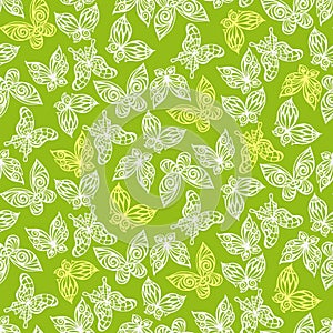 Seamless pattern with doodle stylize different butterflies