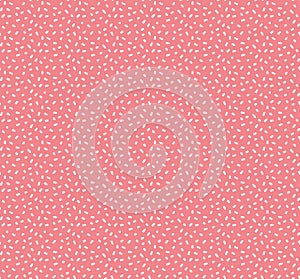 Seamless pattern with dotted circles. Stylish background with randomly disposed spots. Simple texture from small white dots on red