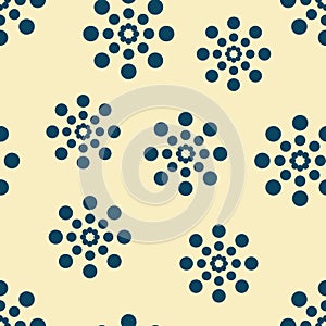 Seamless pattern with dotted rings. Vector repeating texture. Monochrome background.