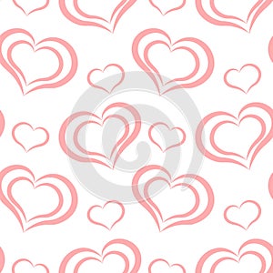 seamless pattern, double hearts, love is music, for Valentine's Day